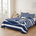 thumbnail image 2 of Full Quilt Set 78''x90'', Navy Blue Anchor Nautical Lightweight Bedspread Coverlet Set with 2 Pillow Shams, Navy Blue Striped Farmhouse Breathable All Season Quilt Bedding for Bedroom/Guest Room, 2 of 9