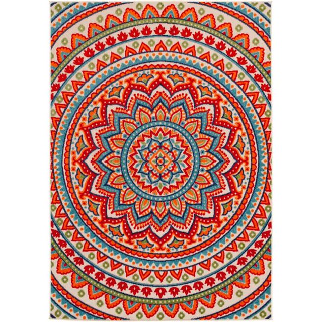 Central Oriental 1657.04.51EC 5 Pi 3 Po x 7 Pi Fontana Panyin Rectangle Zone Rug&44; Rouge & Crème