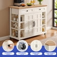 thumbnail image 2 of Wooflex 45" Kitchen Island Cart with Storage, Adjustable & Open Shelves, Distressed Oak Top, Swivel Casters, Mobile Multi-Functional Kitchen Storage for Dining Room, 2 of 9