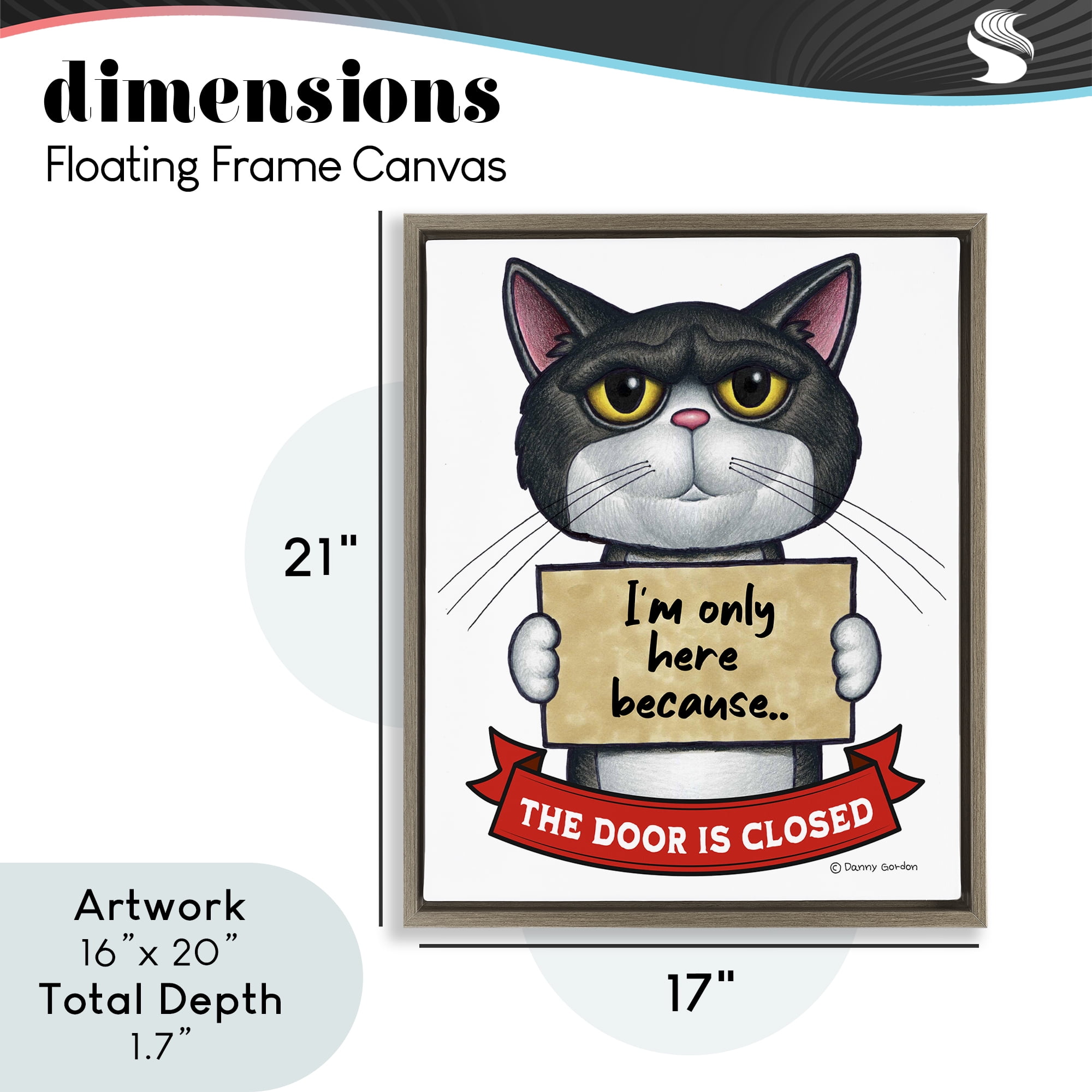 Here Because Door Is Closed Brown Framed Floater Canvas Wall Art, design by Danny Gordon Art