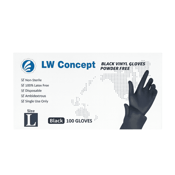 100Pcs Latex Free Disposable Gloves - Black Vinyl Gloves for Food Safe Handling, Cleaning & Household Tasks, Powder Free