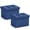 Linen Navy Blue, variant on Ornavo Home 2 Pack Small Storage Ottoman Foldable Collapsible Rectangle Linen Ottoman Foot Rest Stool Seat, for Living Room, Bedroom, Home Office, Dorm - 12 x 16 x 12, Linen Navy Blue