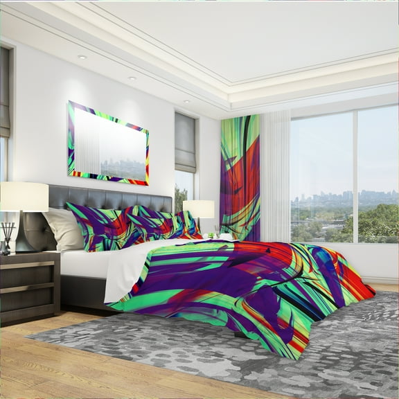 Designart 'Vinatge Lime Green Abstract Art' Modern & Contemporary Duvet Cover Set