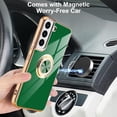 thumbnail image 3 of for Samsung Galaxy S22 Plus Case with Screen Protector & Camera Lens Protector, Built-in 360° Rotation Ring Magnetic Stand, Luxury Shiny Plating Edge Shockproof Protective Cover (Green/Golden), 3 of 14