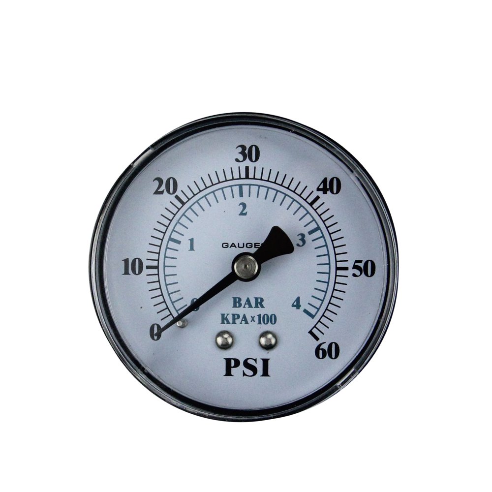 Pool Central Back Mount Pressure Gauge 060 PSI 2.5" (60mm) Black