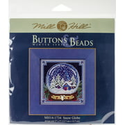 Snow Globe Buttons & Beads Counted Cross Stitch Kit-5"X5" 14 Count