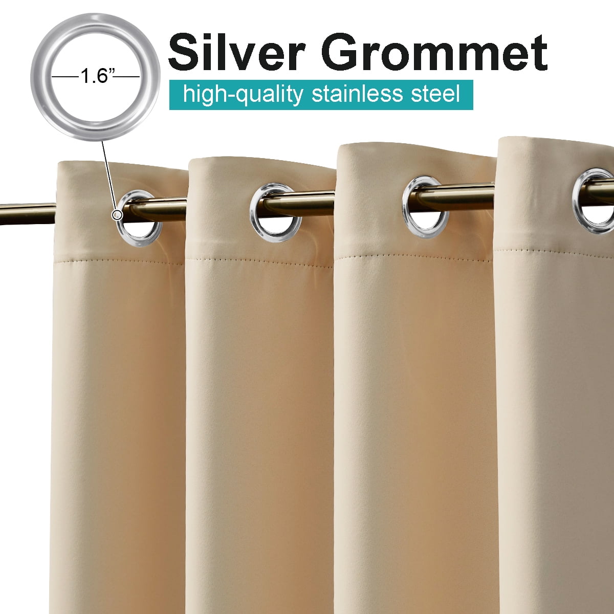 NICETOWN Outdoor Curtains 2 Panel Waterproof Sunlight Block Windproof Privacy Outside Deck for Patio Porch Balcony Pergola Shower Enclosure, W 52 x L 108, Biscotti Beige