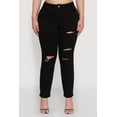 thumbnail image 4 of Womens Plus Size WAX High Waisted Distressed and Frayed Jeans, 4 of 5