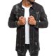 thumbnail image 1 of brillar Chaqueta vaquera larga para hombre Chaqueta de abrigo desgastada de manga larga con bolsillos, 1 of 5
