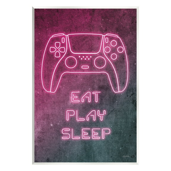 Stupell Industries Eat Play Sleep Pink Gamer Typography Painting Unframed Art Print Wall Art, 10 x 15