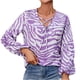 thumbnail image 1 of Camiseta suelta estampada a la moda para mujer Blusa de manga larga con cuello en V Tops casuales Fridja  bvmnju3674, 1 of 6
