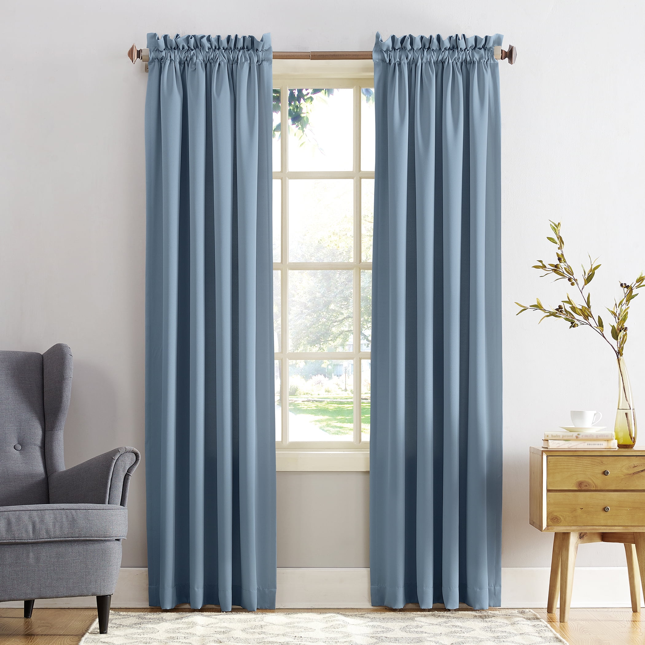 Sun Zero Kylee Energy Efficient Room Darkening Rod Pocket Curtain Panel ...