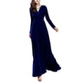 thumbnail image 1 of Innerwin A Line Dress Solid Color Women Maxi Dresses Holiday Long Sleeve Loose Dark Blue M, 1 of 2