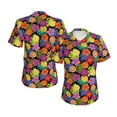 thumbnail image 3 of Yiaed Hawaiian Style Print Women's T Shirt V-Neck Short Sleeve Shirt Casual Breathable Tee Summer Tops-XX-Large, 3 of 5