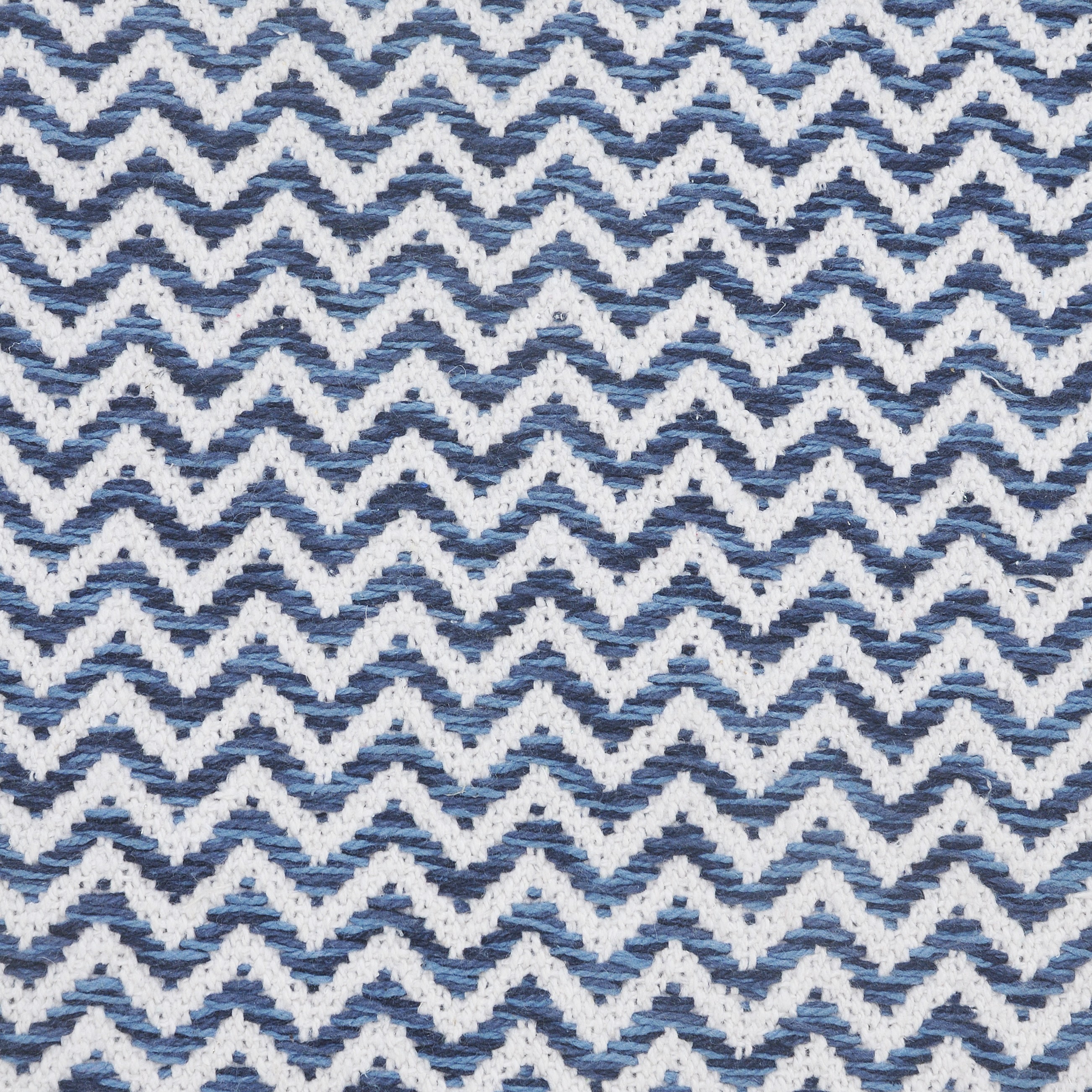 Harlow Hill Hampton 22" x 22" Chevron Cotton Adult Decorative Feather Filled Pillow, Navy/Blue/White