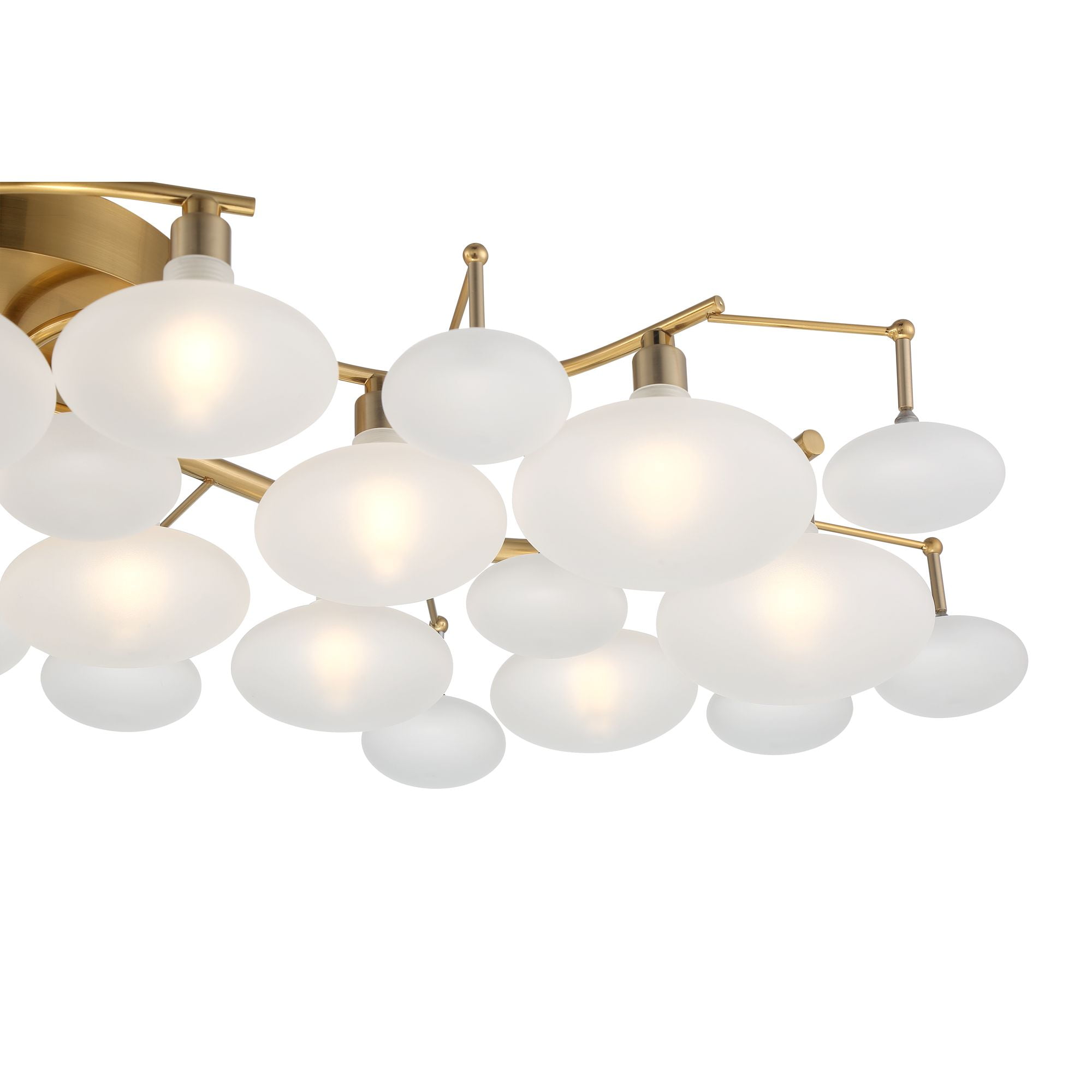 Possini Euro Design Lilypad Modern Ceiling Light Semi Flush Mount Fixture 30 1/4" Wide Warm Brass 12-Light Frosted Glass Shade for Bedroom Living Room