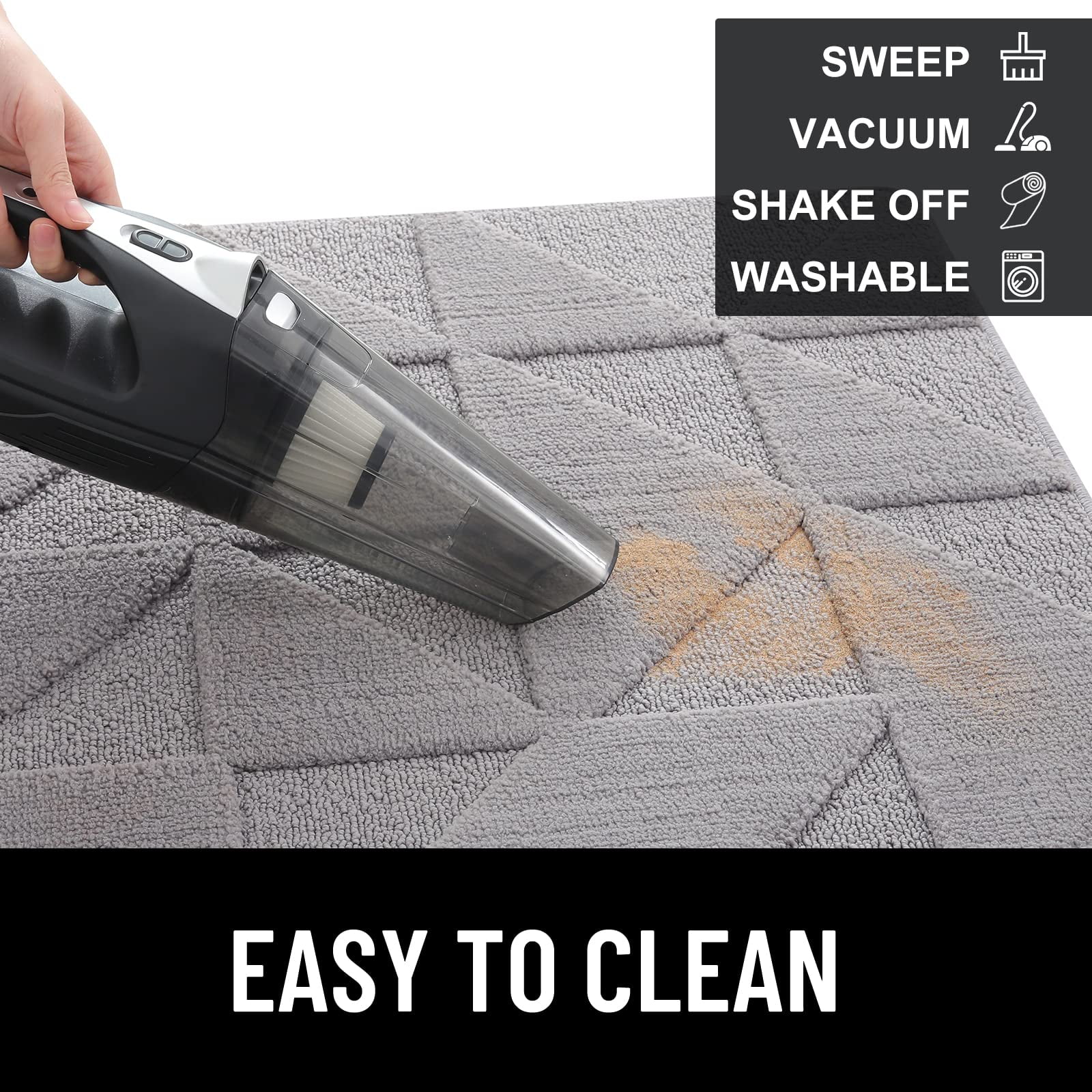 Buganda Indoor Doormats, Absorbent Trapper Dirt Door Mats, Non Slip Low Profile Inside Doormats for Entryway, 20x32, Grey