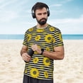 thumbnail image 4 of Wukai Sunflowers On Black And White Stripes Print Men's Short-Sleeved Mesh T-Shirt,Quick-Dry Short Sleeve Workout T-Shirt-6X-Large, 4 of 8