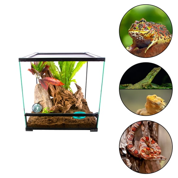 REPTI ZOO Terrario para Reptiles de 91 Lt. 45cm X 45cm X 45cm. Ventilación superior, puerta frontal, para reptiles, anfibios, insectos, arácnidos y más. REPTI ZOO Terrario armado serie RHK