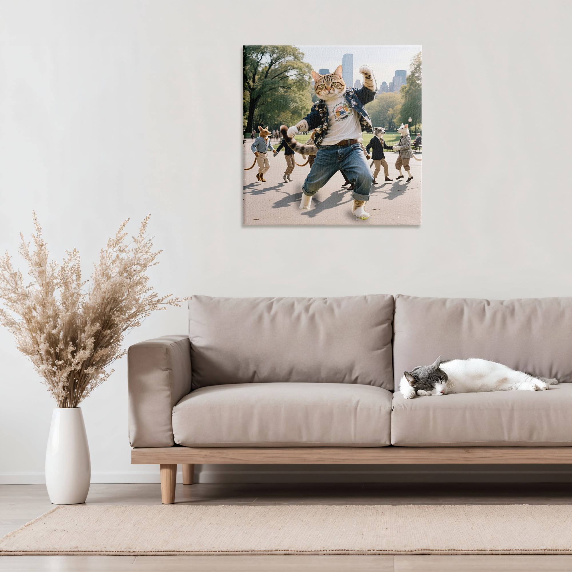 Stupell Industries Stylish Cat Dancing in Park Canvas Wall Art, design by CAD Designs