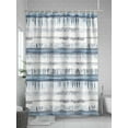 thumbnail image 5 of Fsddascl White Blue Stripe Shower Curtain Set - 72" x 78" Washable Bathtub Curtain with 12 Hooks, Abstract Modern Brush Vintage Waterproof Fabric Stall Shower Curtains for Bathroom/Bathtub Décor, 5 of 6