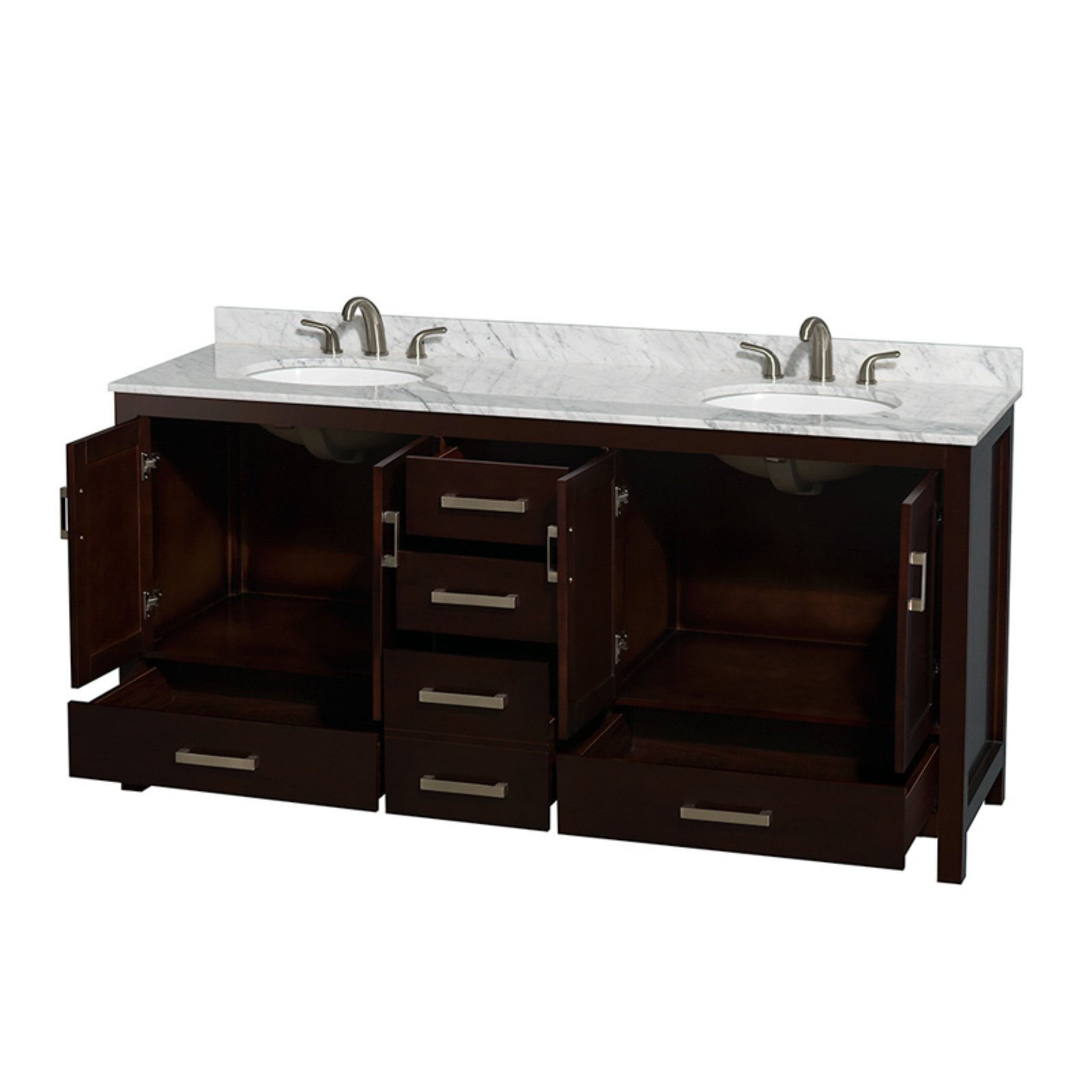 Wyndham Collection Sheffield 72 Double Bathroom Vanity In Espresso No Countertop Sinks And Mirror