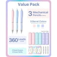 thumbnail image 3 of WWS-Pastel Mechanical Pencil Set - 3PCS 0.9mm Mechanical Pencils with 360PCS HB Lead Refills, 3PCS Erasers and 9PCS Eraser Refills, Cute Mechanical Pencils for Student Drawing & Writing, 3 of 4