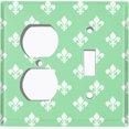 thumbnail image 2 of Metal Light Switch Plate Outlet Cover (Fleur De Lis Green Pastel Pattern - Single Duplex Single Toggle), 2 of 2