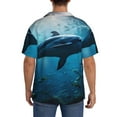 thumbnail image 3 of Gukieu Ocean Dolphin Fish School Print Men's Short-sleeved Shirts, Button-down Pocket Shirts, T-shirts, Beach Vacation Travel Summer Clothing-XX-Large, 3 of 5