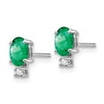 thumbnail image 2 of Auriga Fine Jewelry 14K White Gold Emerald and Diamond Stud Earrings for Women (L- 0.36 inch, W- 0.16 inch), 2 of 4