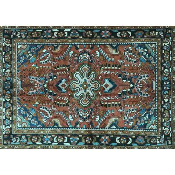 Ahgly Company Indoor Rectangle Persian Light Blue Traditional Area Rugs, 4' x 6'