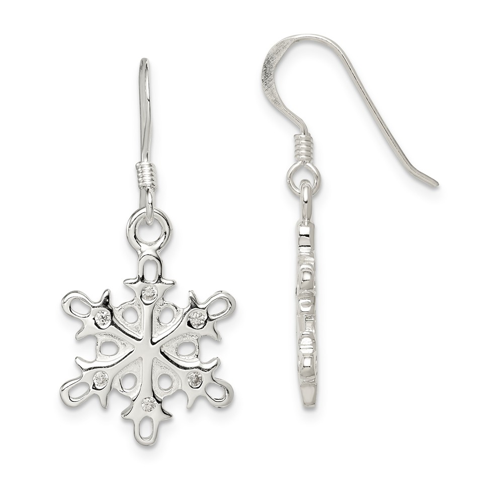 Sterling Silver Jewelry Button Earrings 16 mm 16 mm CZ Snowflake Post Earrings Sterling Silver Jewelry Button Earrings 16 mm 16 mm CZ Snowflake Post Earrings