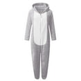 thumbnail image 4 of QIUOMBBP Family Women Men Matching Fleece Fuzzy Onesie Pajamas Couples Sleepwear Cute Bear Ear Hooded Long Sleeve Jumpsuits Loungewear, Gray, XXL, 4 of 6