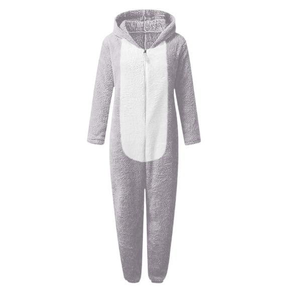 Mgmyaa Men's Hooded One-Piece Pajama Jumpsuit Comfortable Sleepwear with Front Zipper for Cozy Home Use and Lounge