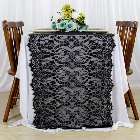 Black Lace Table Cloth Runner, Vintage Lace Table Runners