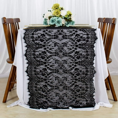 Lace Table Runner 30x120 Inch Black Cloth Vintage Cover Rustic Party Tablecloth Fl Embroidered Coffee Tea Linen Canada Black Lace Table Cloth Runner, Vintage Lace Table Runners