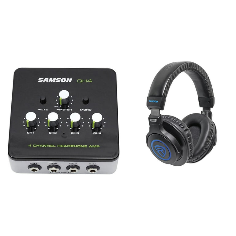 SAMSON QH4 4-Ch Stereo Studio Monitoring Headphone Amplifier Amp+DJ  Headphones