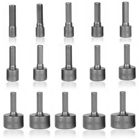 

14 Pieces/Set Electric Screwdriver Sockets Set Set 5 to 12mm Nut Drivers Kit Woodworking Car Repairing Air Wrench Accessory