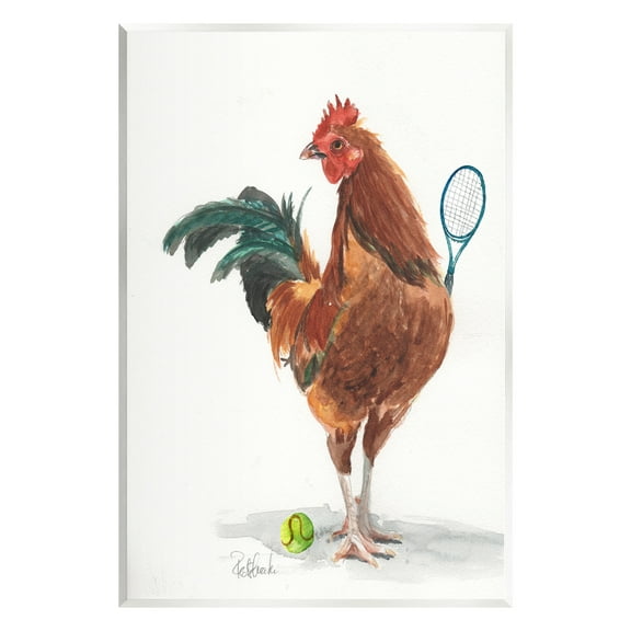 Stupell Industries Tennis Player Rooster Animals & Insects Painting Unframed Art Print Wall Art, 10 x 15