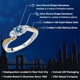 thumbnail image 2 of Gem Stone King 925 Sterling Silver and 10K Yellow Gold Persian Blue Moissanite and White Lab Grown Diamond 3 Stone Engagement Ring for Women | 0.46 Cttw | Size 5, 2 of 6