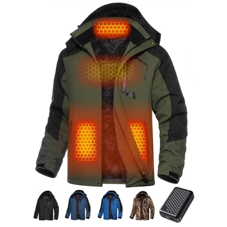 Forievic Graphene Men's Heated Jacket 7.4V Battery Pack - Fleece-Lined Electric Warming Coat, USB Thermal Hoodie Sweatshirt Vest, Waterproof Winter Gear for Camping, Skiing, Dad Christmas Gifts