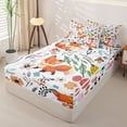 thumbnail image 2 of Erosebridal Adorable Fox Zipper Queen Comforter Set with Fitted Sheet and 2 Pillowcases,Country Herb Print Zipper Bedding Set,Orange Tan White,Reversible, 2 of 6