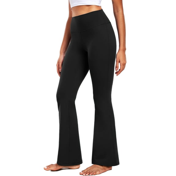 NELEUS ButterSoftFlex Womens Flare Leggings Athletic Yoga Workout Pants Bootcut High Waist with Waistband Pocket,Black,US Size L