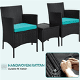 thumbnail image 4 of Renwick 3-Piece Rattan Furniture Set with 1 Side Table and 2 Chairs, Black/Cyan, 4 of 10
