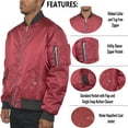 thumbnail image 4 of Mens Light Weight Padded Bomber Jacket Classic Windbreaker Utility Sleeve Pocket Fashion Jacket Coat, 4 of 5