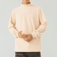 thumbnail image 5 of Miluxas Knit Pullover for Men Pure Solid Color Blouses Long Sleeve Simple T-Shirts Vintage Retro Tops Fall Winter Warm Top Khaki, 5 of 6