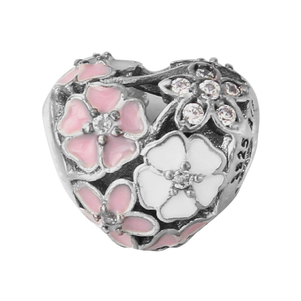 The Kiss Love Of Butterfly Flower Garland CZ 925 Sterling Silver Bead Fits European Charm Bracelet 