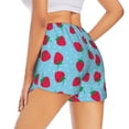 thumbnail image 3 of Xecao's Strawberries for a double-layer running short for women, perfect for gym, tennis, and more, featuring a convenient pocket., 3 of 9