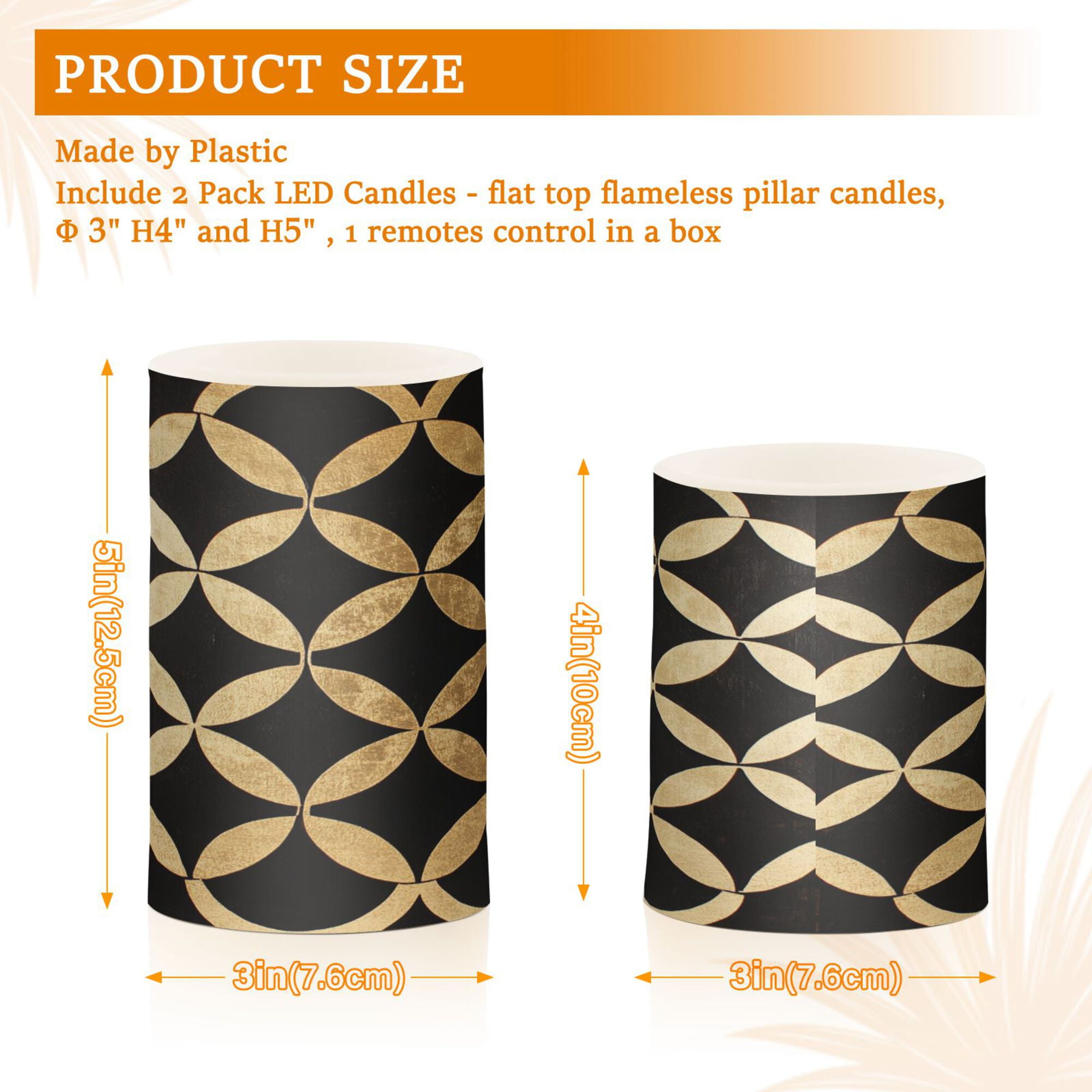 Yayeee Flameless Candles with Remote Flickering Battery Operated Multi Color Changing, Black Geometric