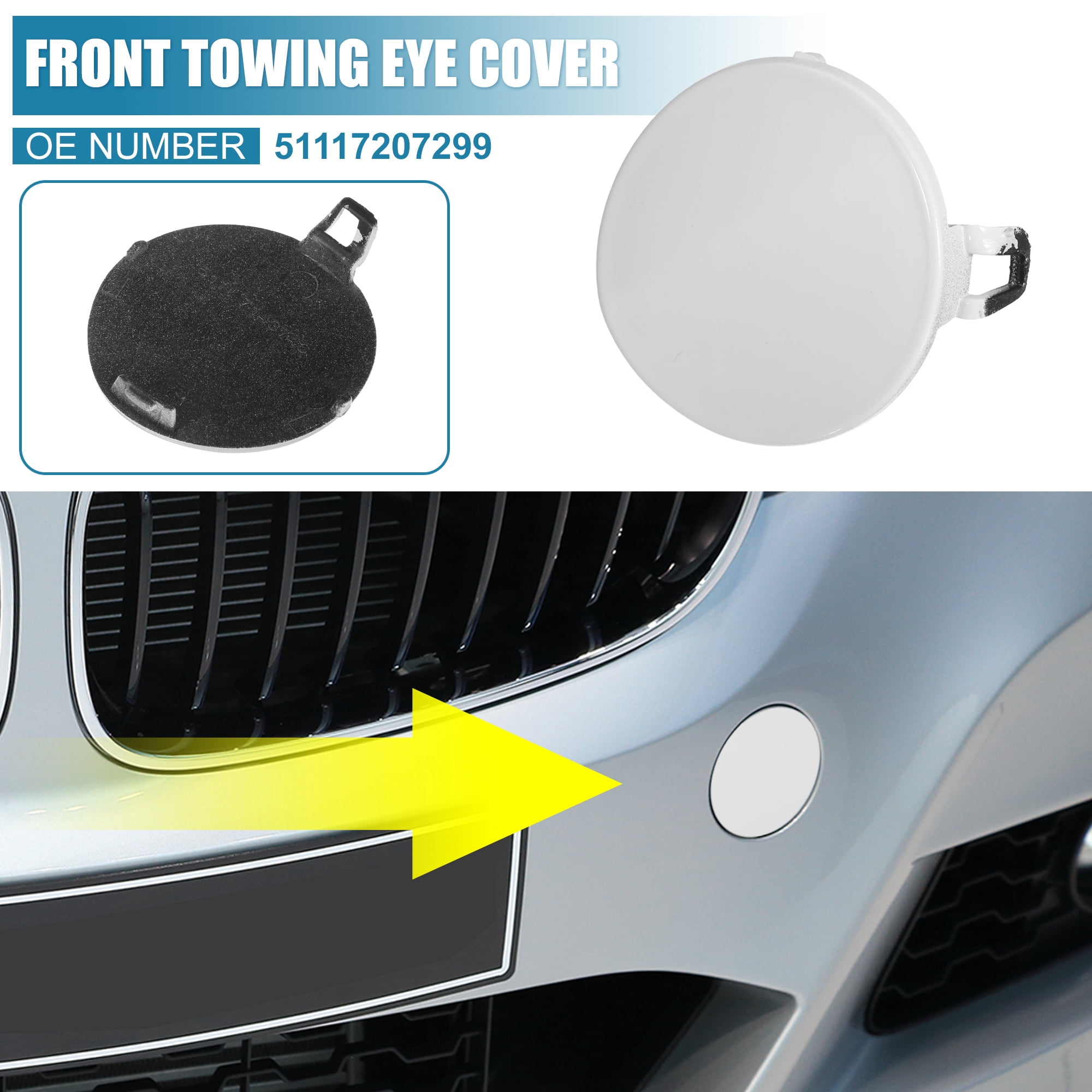 Unique Bargains Front Bumper Tow Hook Cover for BMW 3 Series E90 E91 2009-2012 White